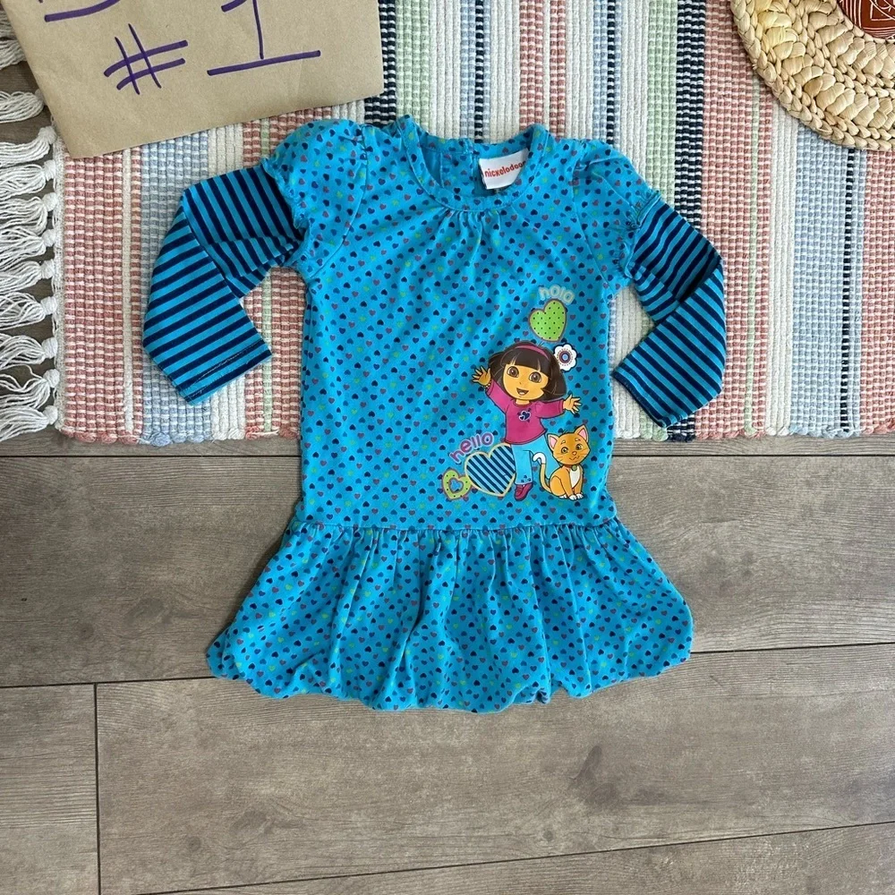 Y2K Vintage Dora the Explorer Baby Toddler Girl Long Sleeve Dress Tunic 18 Month